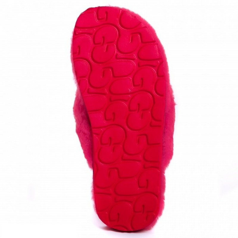 Женские тапочки UGG Fluff Flip Flop II Rose Red