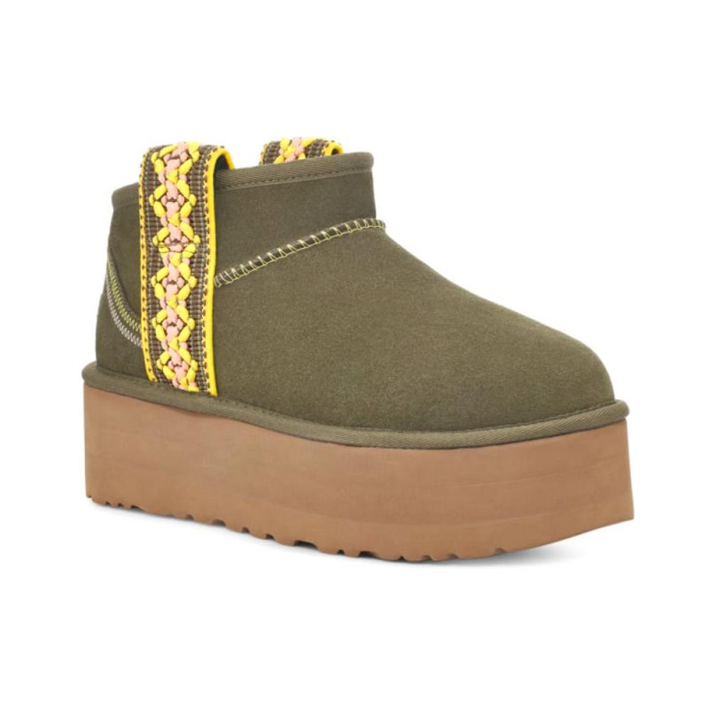 Женские Угги UGG Classic Ultra Mini Braid Platform Burnt Olive