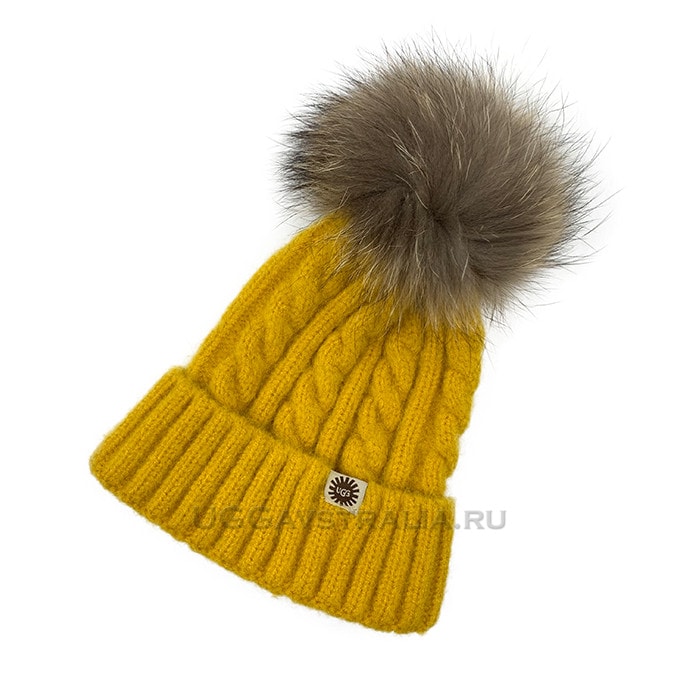 Женская шапка UGG Knit Pom Hat Yellow