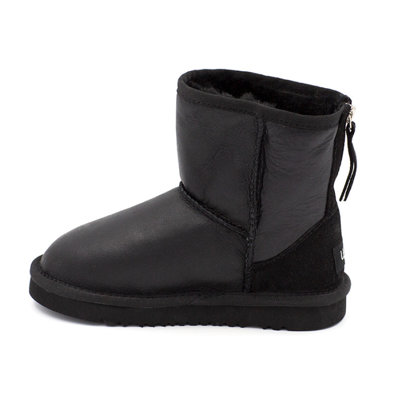 Детские Угги UGG Kids Classic Short Zip Metallic Black