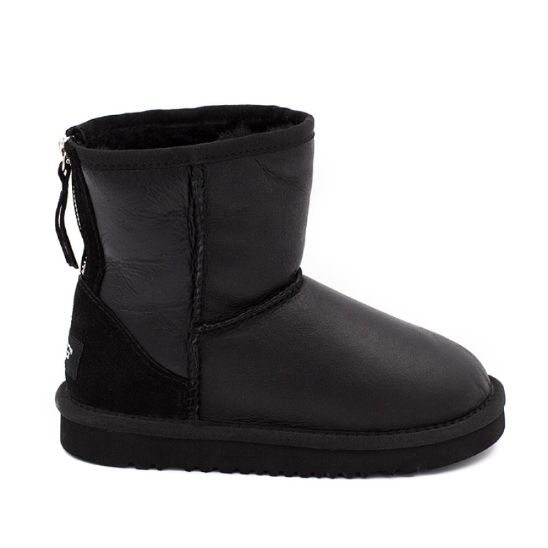 Детские Угги UGG Kids Classic Short Zip Metallic Black