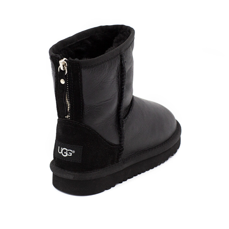 Детские Угги UGG Kids Classic Short Zip Metallic Black