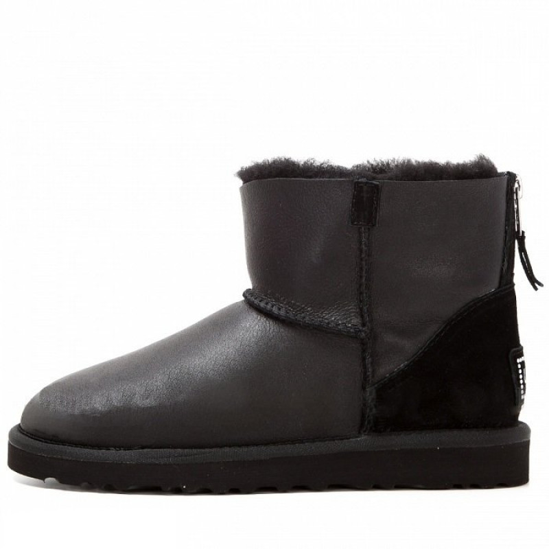Женские Угги UGG Classic Mini Zip Metallic II Black