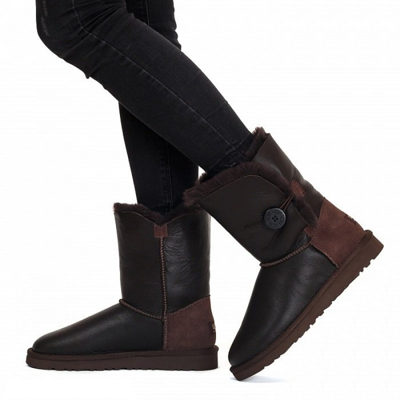 Женские Угги UGG Bailey Button Metallic Chocolate