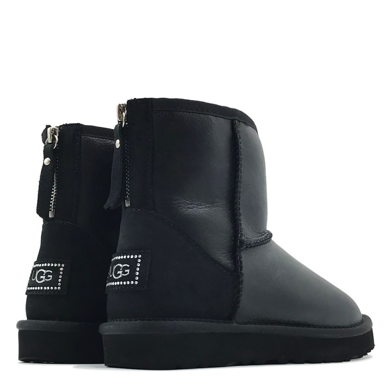 Женские Угги UGG Classic Mini Zip Metallic II Black