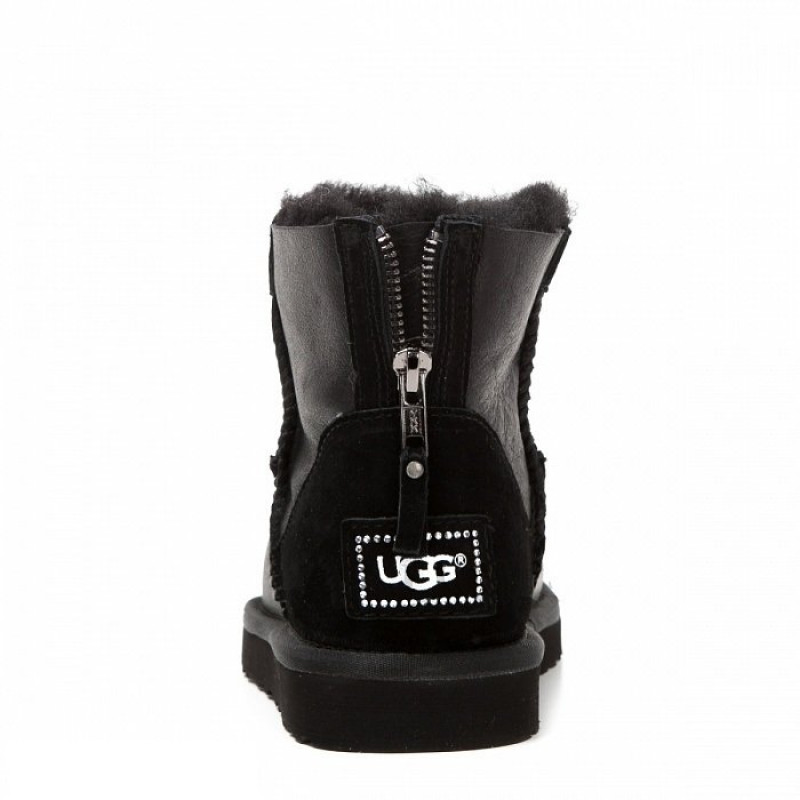 Женские Угги UGG Classic Mini Zip Metallic II Black