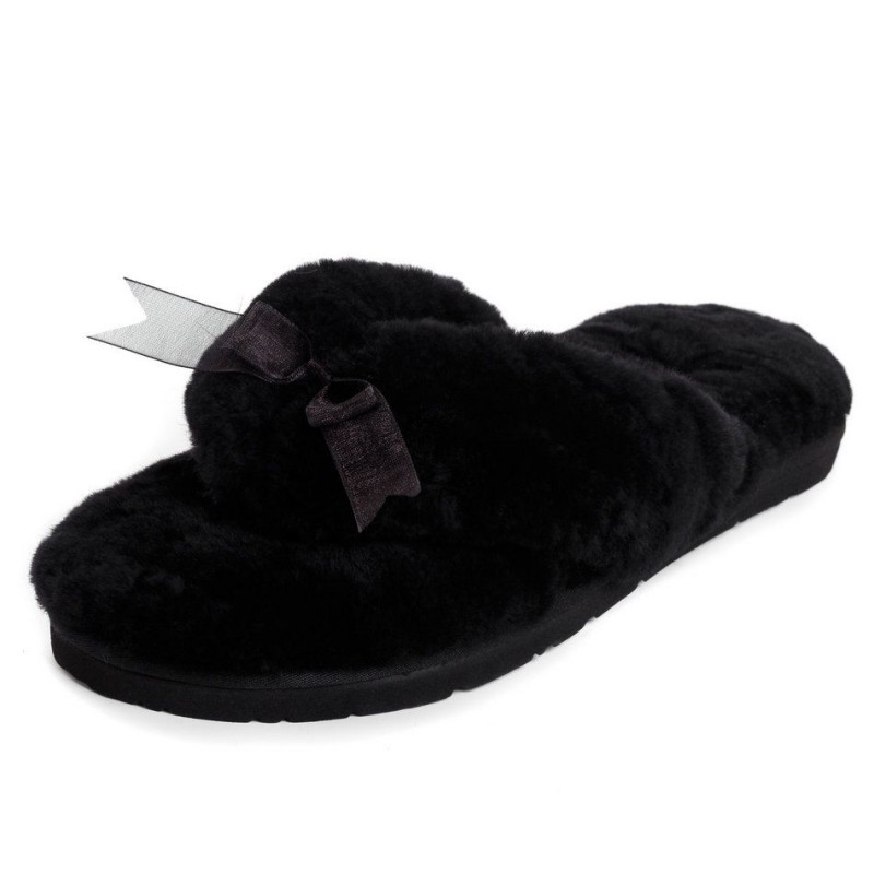 Женские тапочки UGG Fluff Flip Flop II Black