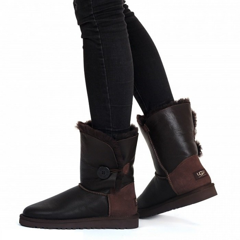 Женские Угги UGG Bailey Button Metallic Chocolate