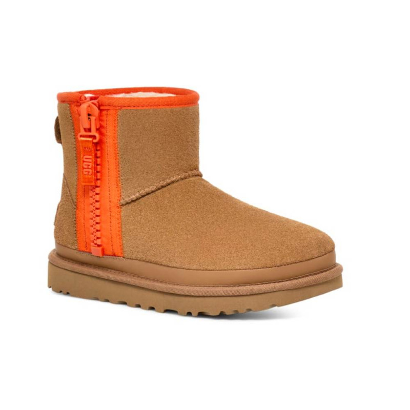 Женские Угги UGG Classic Mini Zipper Tape Logo Chestnut