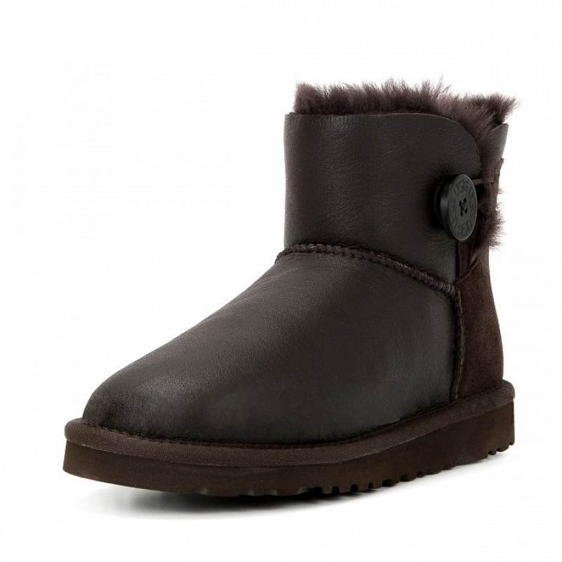 Женские Угги UGG Mini Bailey Button Metallic Chocolate