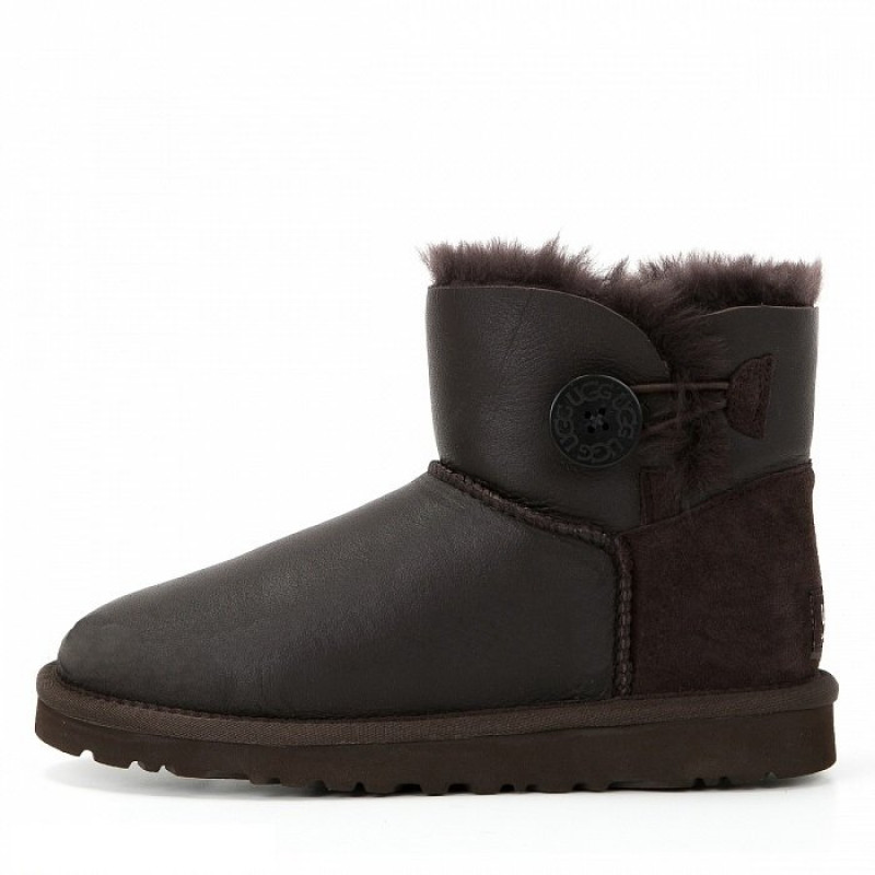 Женские Угги UGG Mini Bailey Button Metallic Chocolate