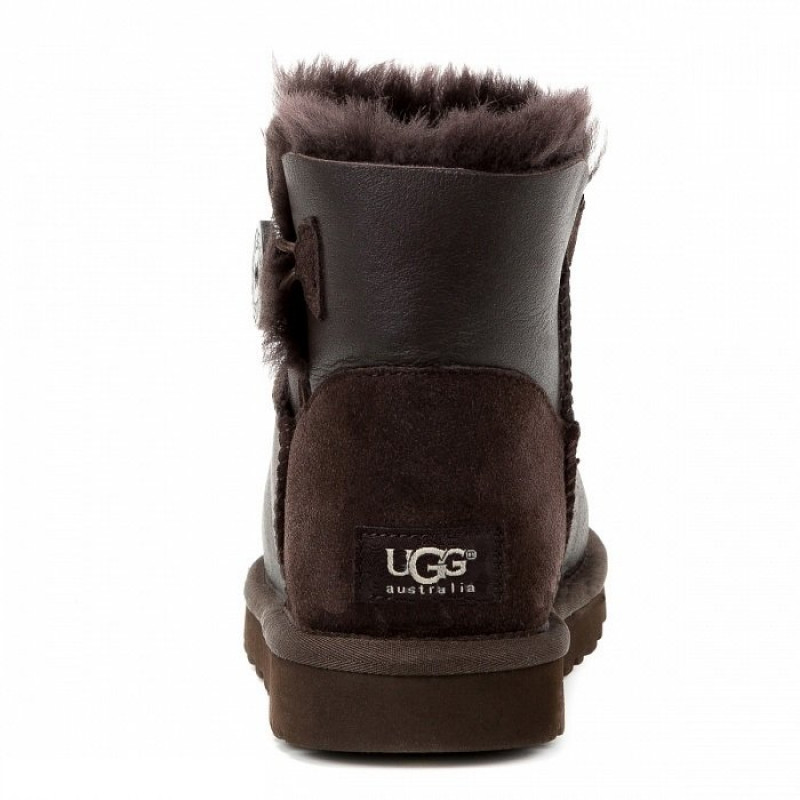Женские Угги UGG Mini Bailey Button Metallic Chocolate