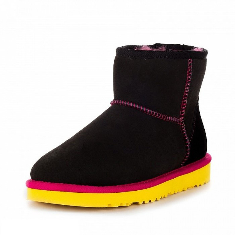 Женские Угги UGG Classic Mini II Black-Yellow