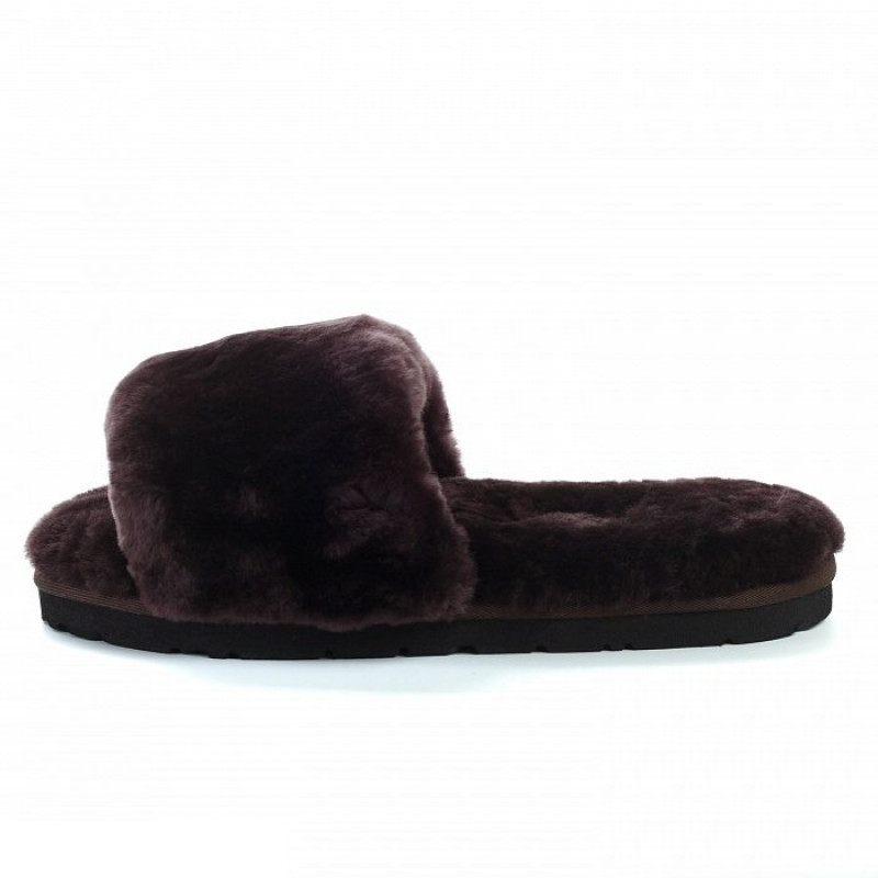 Женские тапочки UGG Fluff Slide Slippers Chocolate