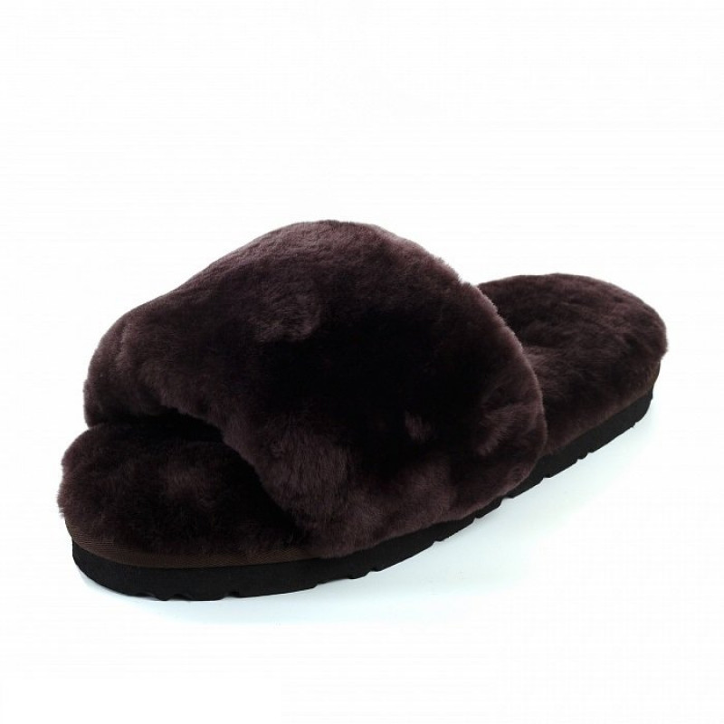 Женские тапочки UGG Fluff Slide Slippers Chocolate