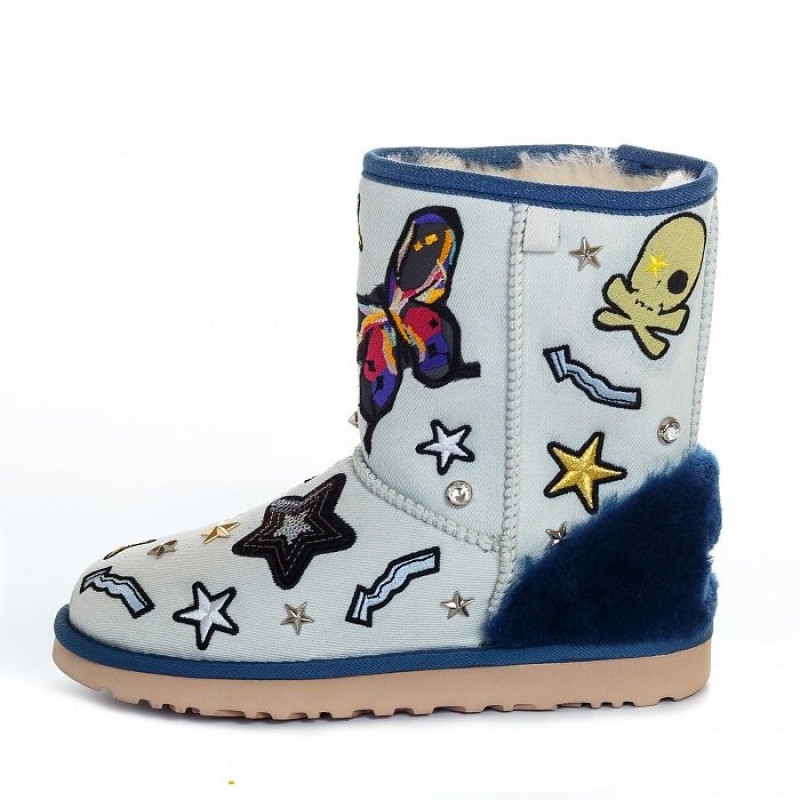 Женские Угги UGG Classic Short Patch It White