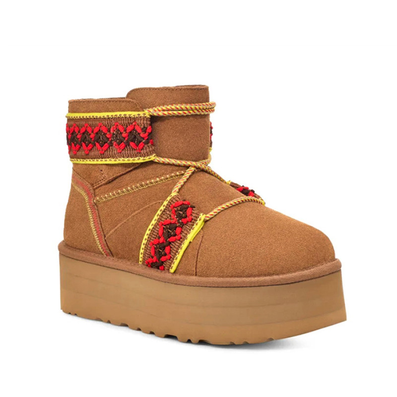 Женские Угги UGG Classic Mini Braid Platform Chestnut