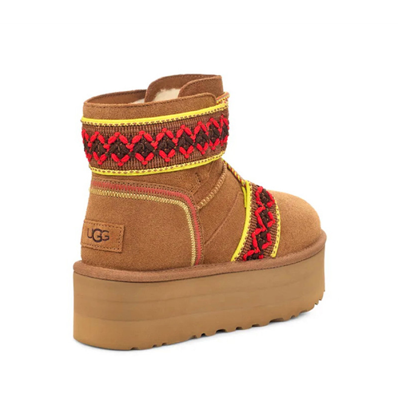 Женские Угги UGG Classic Mini Braid Platform Chestnut