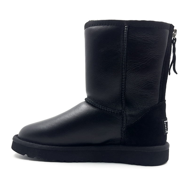 Женские Угги UGG Classic Short Zip Metallic Black
