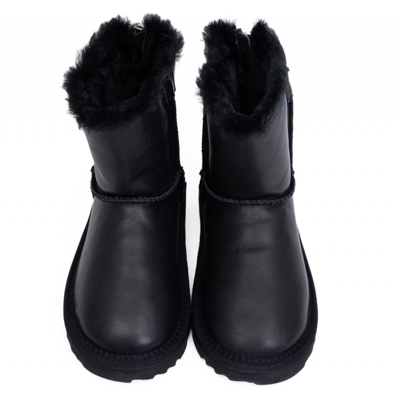 Детские Угги UGG Kids Classic Short Zip Leather Black