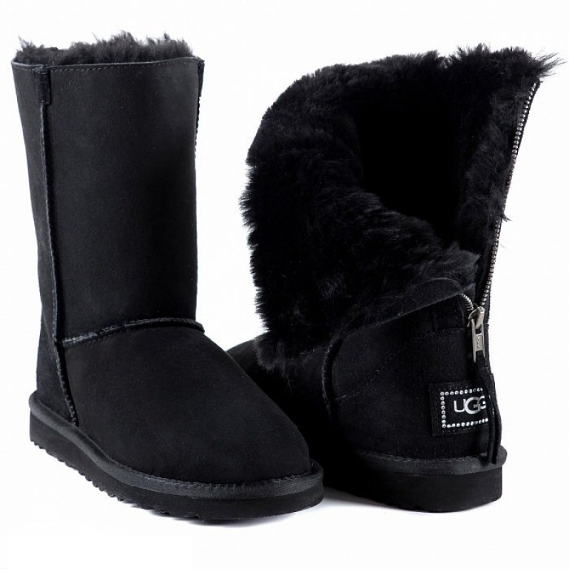 Женские Угги UGG Classic Short Zip Black