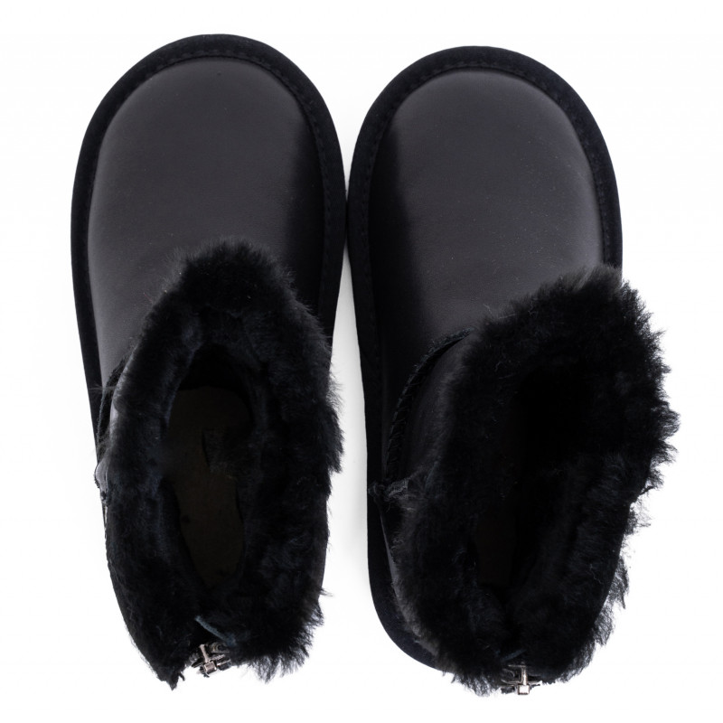 Детские Угги UGG Kids Classic Short Zip Leather Black