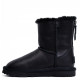 Детские Угги UGG Kids Classic Short Zip Leather Black