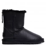 UGG Kids Classic Short Zip Leather Black